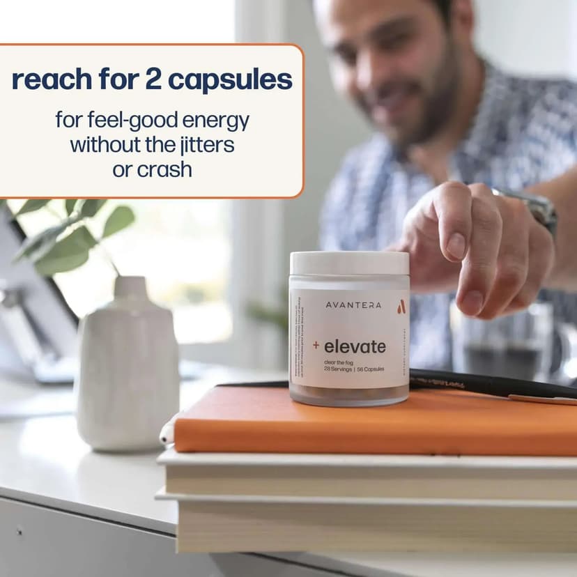 Avantera Elevate capsules - reach for 2 capsules for feel-good energy
